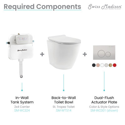 Système de support de réservoir de toilette encastré 2 pi x 4 pi Fantome pour toilette dos à mur (siège non inclus)