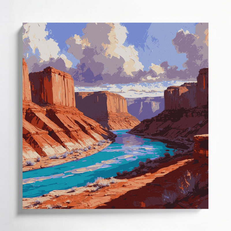 Art mural sur toile gris, Southwestern, H 16 po x l 16 po