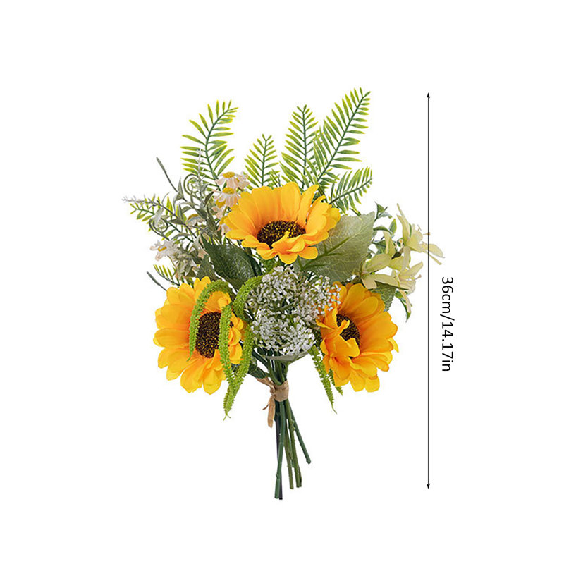14" Artificial Sunflowers Bouquet With Baby S Breath Stems For Home Decor Or Wedding Centerpieces