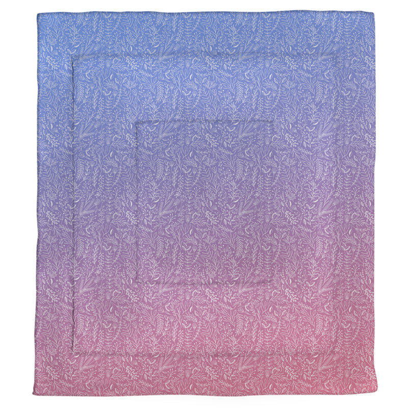 Édredon réversible en microfibre Dana Strider, Édredon grand, Floral rose / bleu