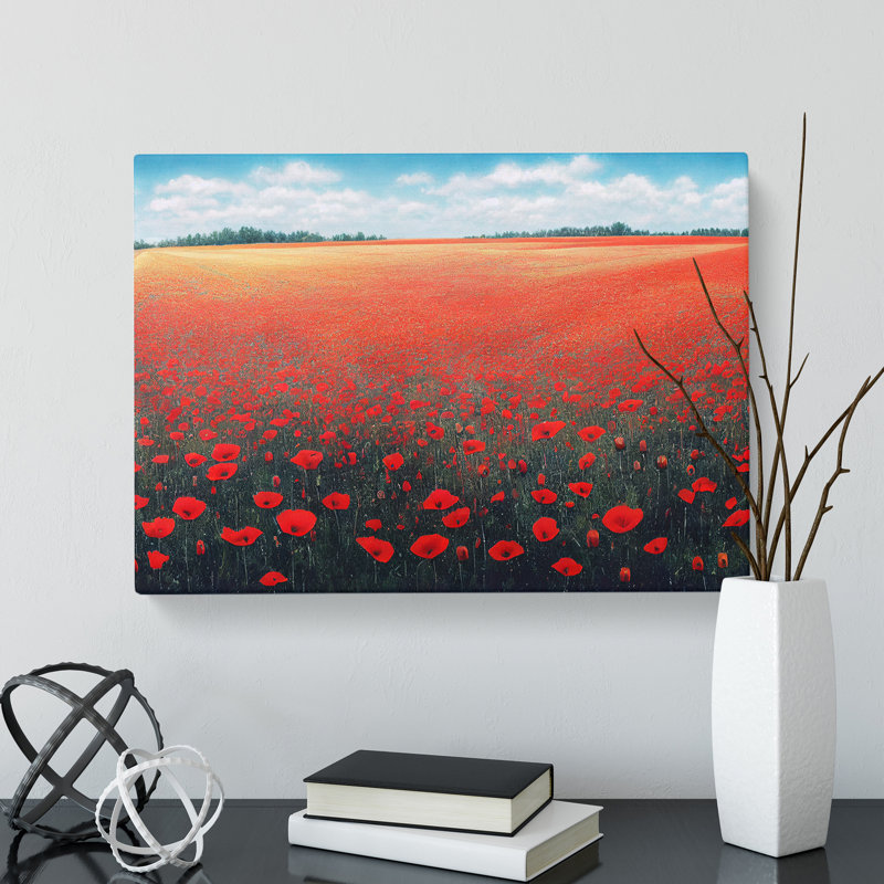 Elegant Poppies Flowers - Wrapped Canvas Print, 35cm H x 50cm W x 3cm D