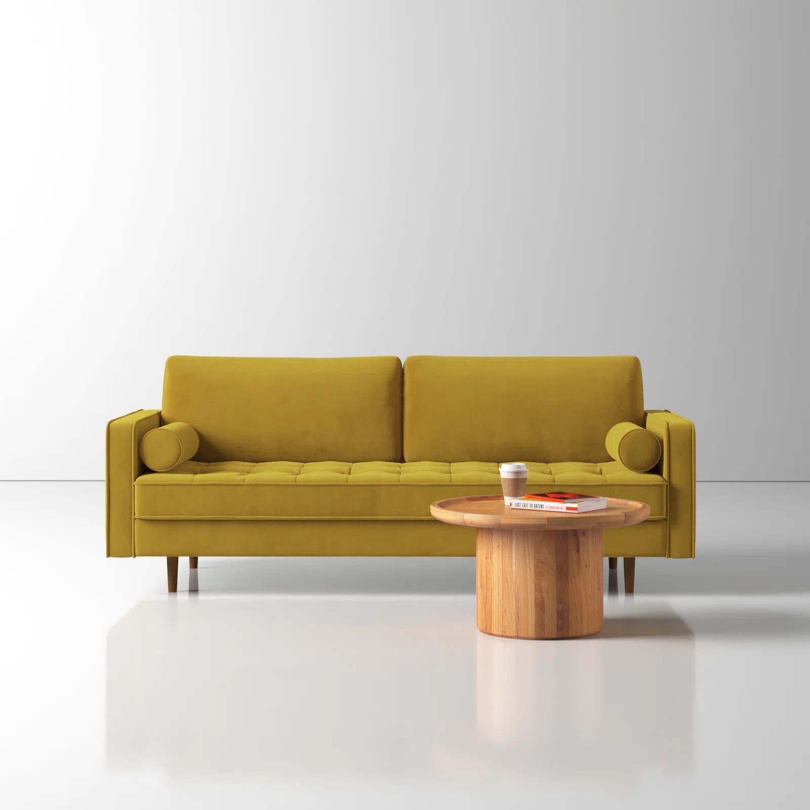 Geo 84" Upholstered Sofa, Bella Gold Performance Velvet