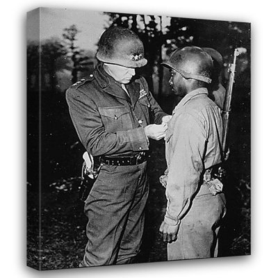 U.S. Archives WWII Lt. Gen. George S. Patton, Commander, pins the Silver Star on Private Ernest A. J