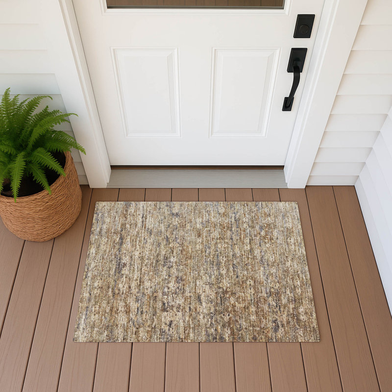 Machine Washable Indoor/Outdoor Hashlamoun ACN2324 Ikat Rug, Rectangle 1'8" x 2'6"