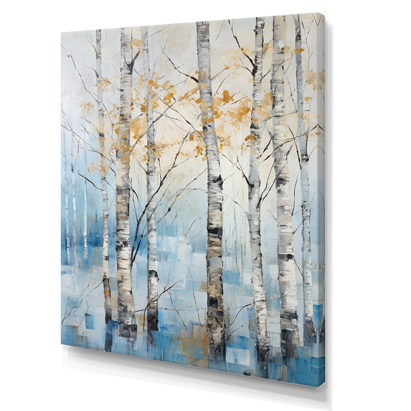 «White Birch Trees Forest Winter Scenery I», reproduction sur toile, Toile tendue, H 32 po x l 16 po x P 1 po