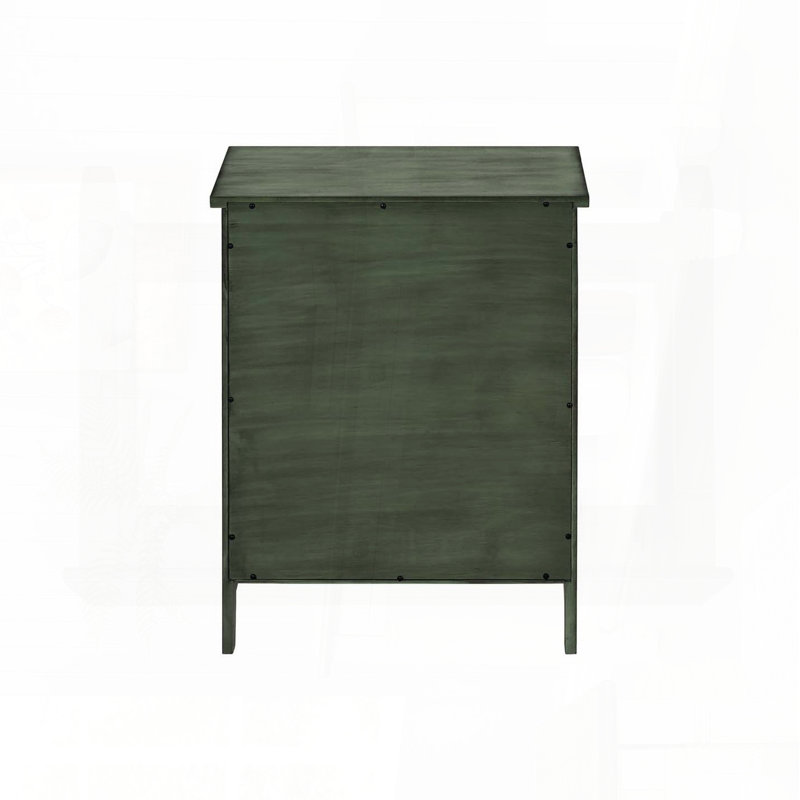 Table d'appoint avec tiroir de rangement et armoire - Placage vert antique, Vert
