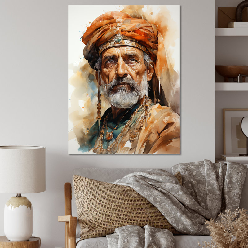 Chef Akbar le Grand II - reproduction, H 32 po x l 16 po x P 1 po, Toile tendue