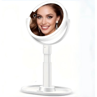 Makeup Mirror With Lights, Lighted Magnifying Mirror 30X With 3 Lighting And Adjustable Brightness, 2-Sided Height Adjustable
