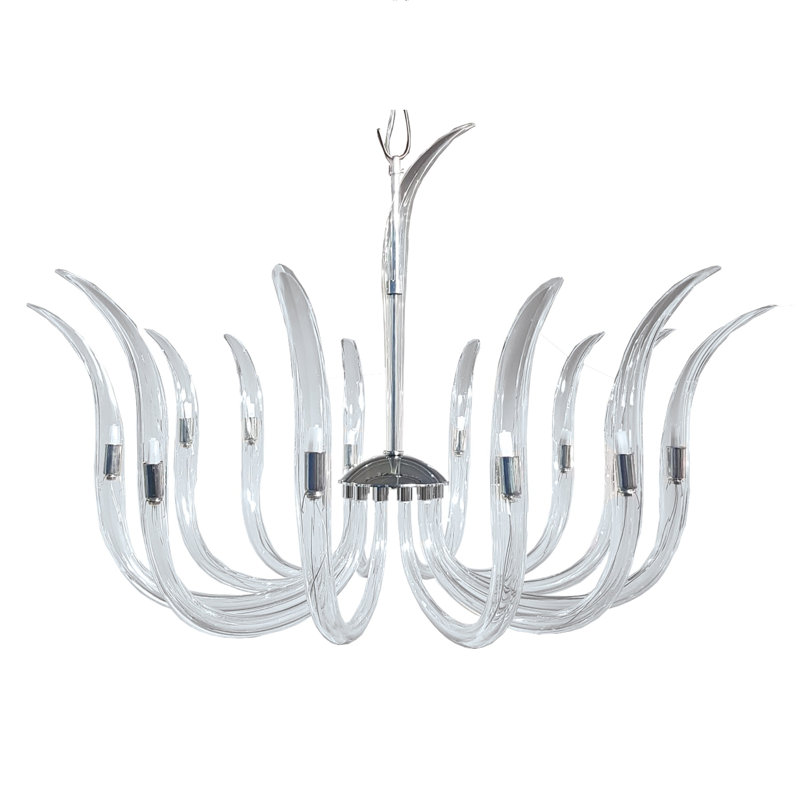 Polished Nickel and Clear Crystal 14-Light Chandelier