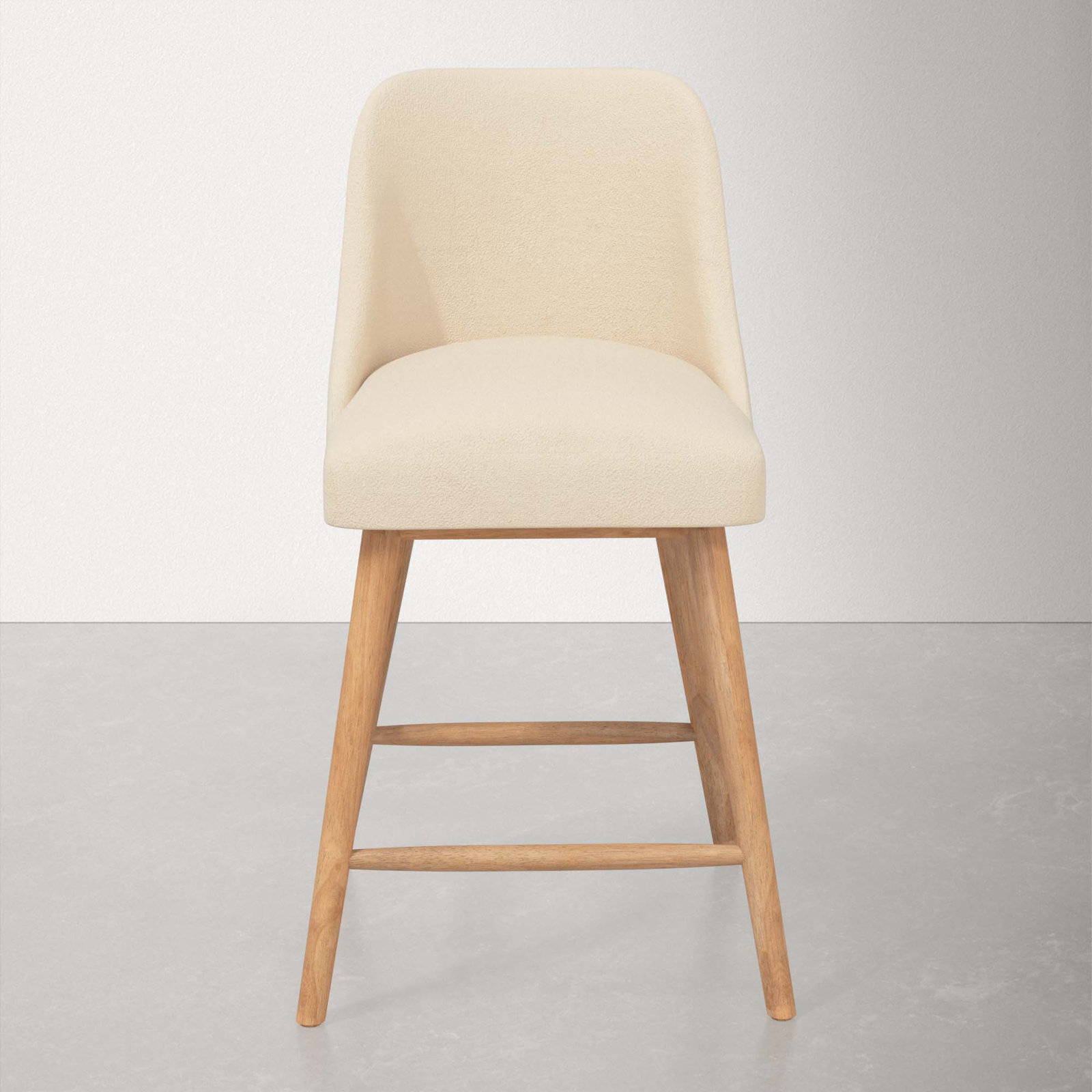 Gallie Stool, Natural, Counter Stool (27” Seat Height), Classic Pearl Performance Velvet