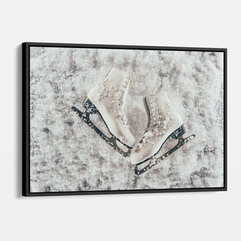 Jadakis, glace blanche sur toile, H 12 po x l 16 po, Cadre noir