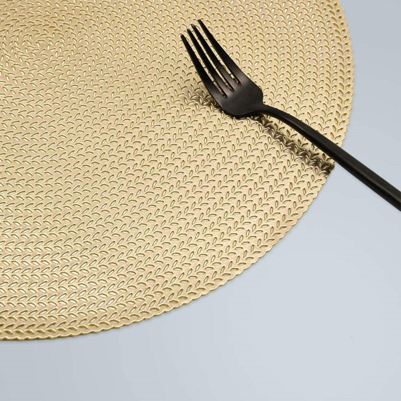 Mariaella Vinyl Geometric Round Placemat, Gold