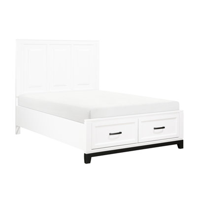 Lit plateforme double avec rangement - fini blanc rustique et efficace
