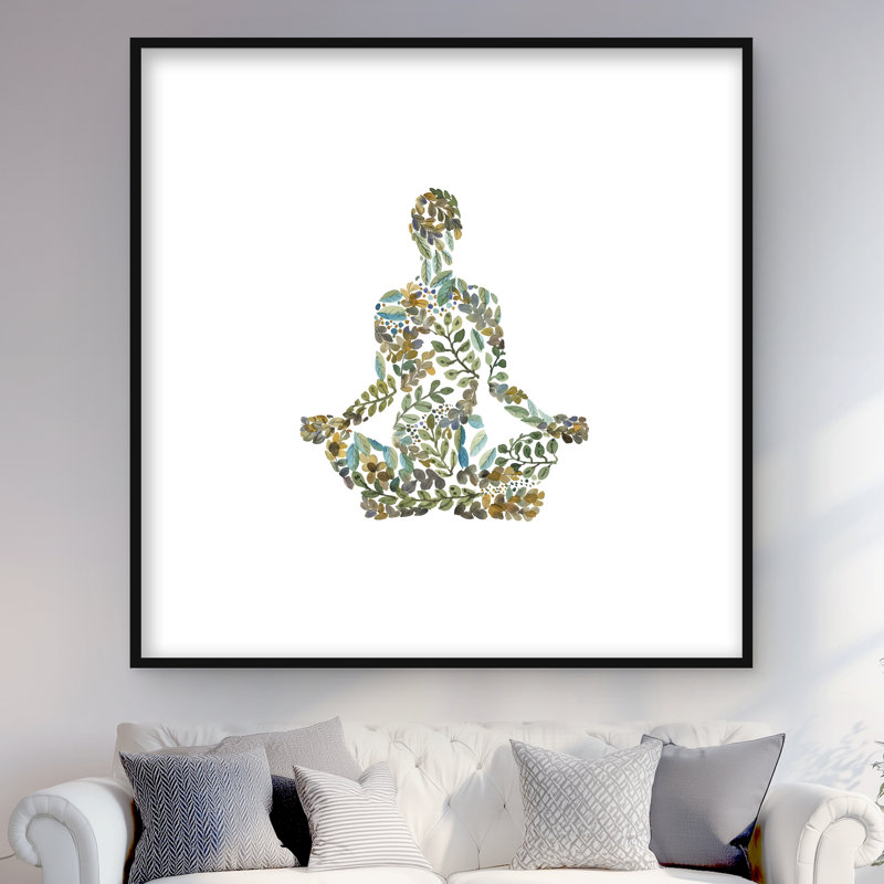 «Zen Attitude - Green», reproduction encadrée à motif floral | Décoration intérieure, H 48 po x l 48 po, Noir