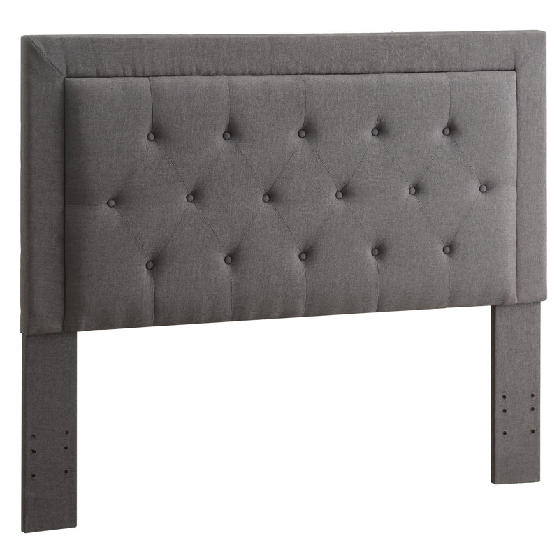 Birute Upholstered Linen Panel Headboard, Full / Queen, Charcoal