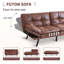 71'' Wide Faux Leather Futon Sofa Bed Couch with Adjustable Armrests for Living Room-382876341