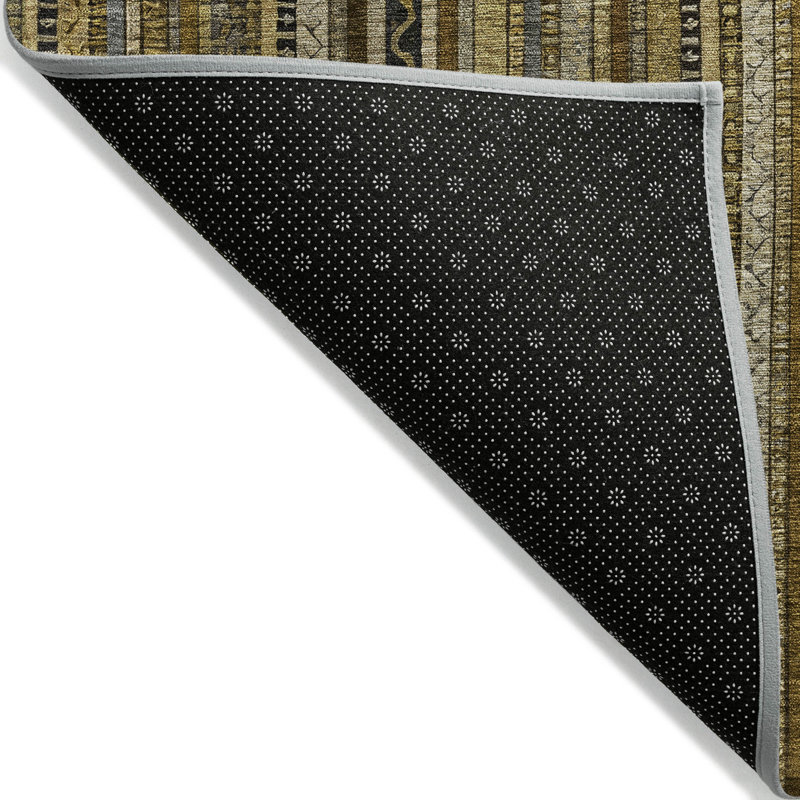 Addison 8' x 10' Brown Synthetic Stripe Washable Rug