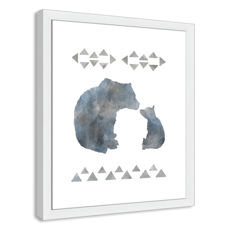 «Little Man Cave Bears», art encadré, H 24,5 po x l 20,5 po x P 0,63 po, Cadre blanc