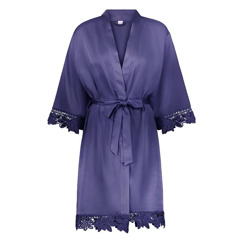 Peignoir en satin de satin fille au-dessus du genou, SL, Bleu royal, Oui