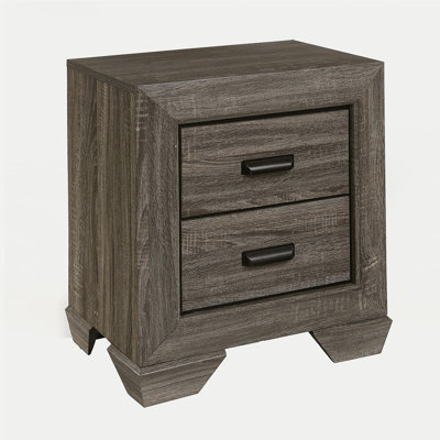 Table de chevet 2 tiroirs gris vieilli