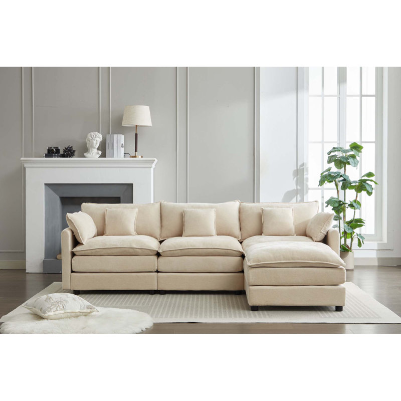 Canapé 3 places avec repose-pieds Majuma, Beige