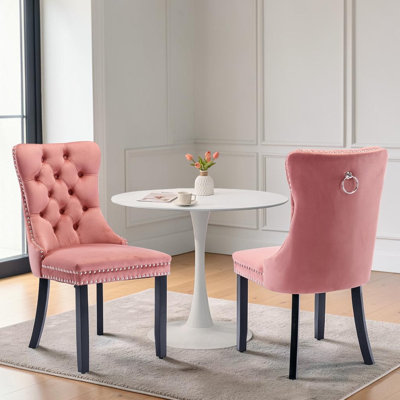 Petit ensemble de table de cuisine 31,5 po pour 2 personnes avec chaises rembourrées en velours | Ensemble de salle à manger 3 pièces compact avec table ronde, chaises rembourrées, conception compacte pour les appartements