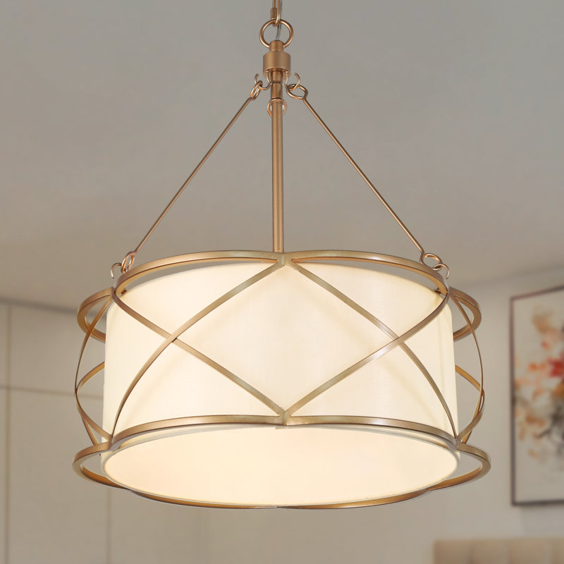 3-Light Drum Cage Chandelier Gold