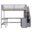 Lit mezzanine double avec bureau intégré en forme de L, tablettes de rangement à trois niveaux et escalier de rangement attaché-730851889