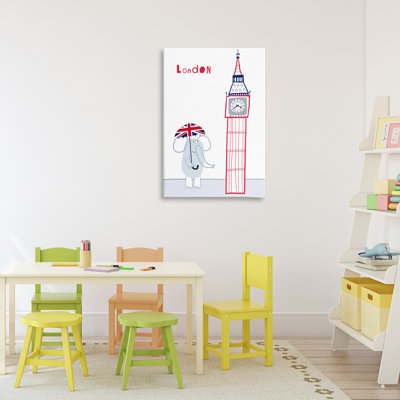 Éléphant et toile Big Ben London, design par Carla Daly