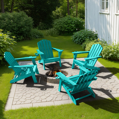 Fauteuil Adirondack pliable surdimensionné en PEHD résistant aux intempéries avec porte-gobelet