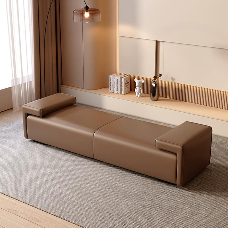 Banc long en cuir et chambre à coucher en cuir Coffee, Café, H 18,9 po x l 55,12 po x P 19,69 po