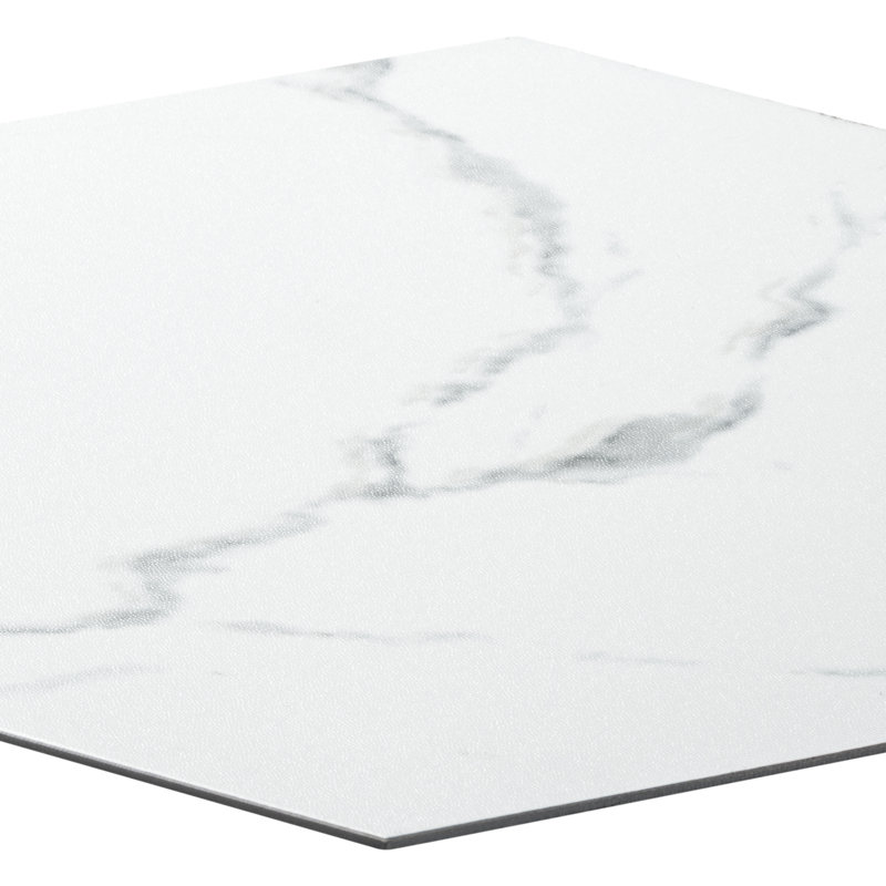 BaseCore HEX 12mil x 5.75" W Peel and Stick Vinyl Plank Flooring, White Marble