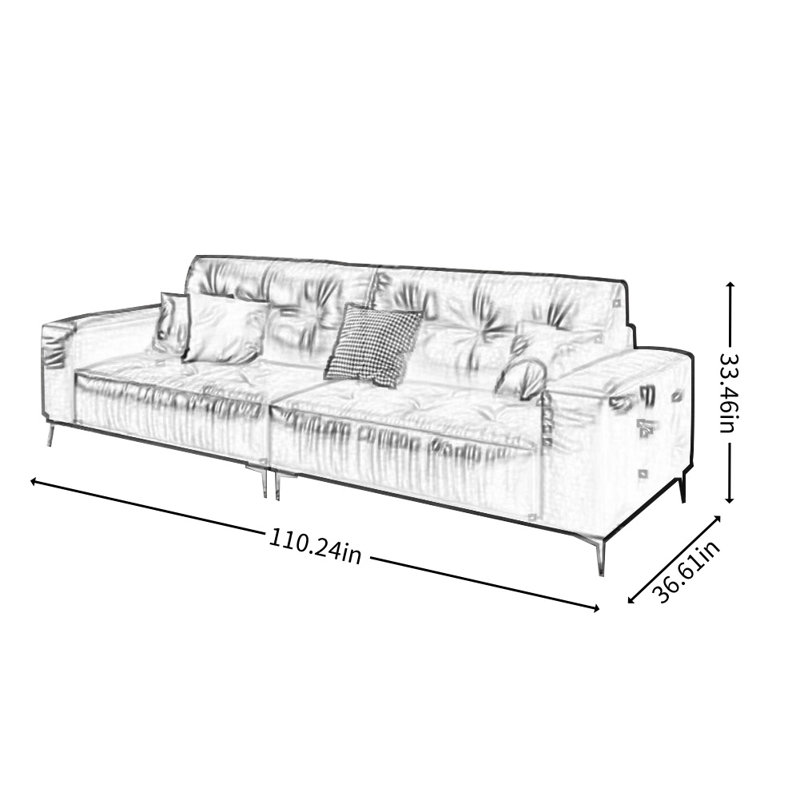 Retro Brown Straight-layout Sofa