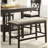 Brown Fabric Upholstered Counter Height Bench For Dining Room - Dark Finish Wood Frame, 26" Seat 25.5Lb Weight