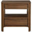Table de chevet en noyer avec deux tiroirs, colonnes arrondies et tiroir doublé, idéale pour le rangement dans la chambre à coucher, étagère de chevet ouverte à 2 tiroirs de style Mid-Century, placage de bois de feutre brun foncé, décor