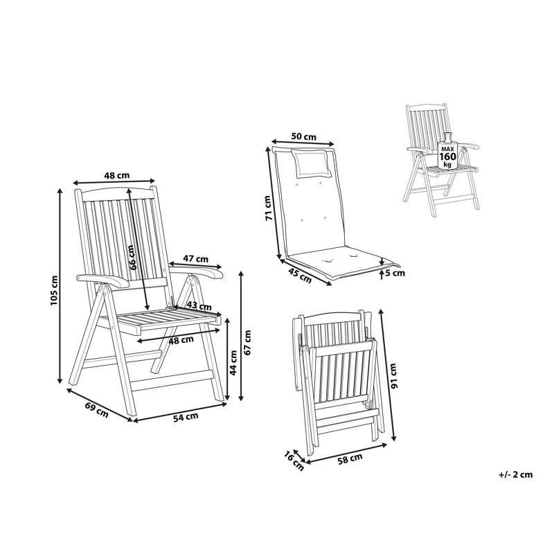 Saguenay Folding Patio Dining Armchair with Cushion