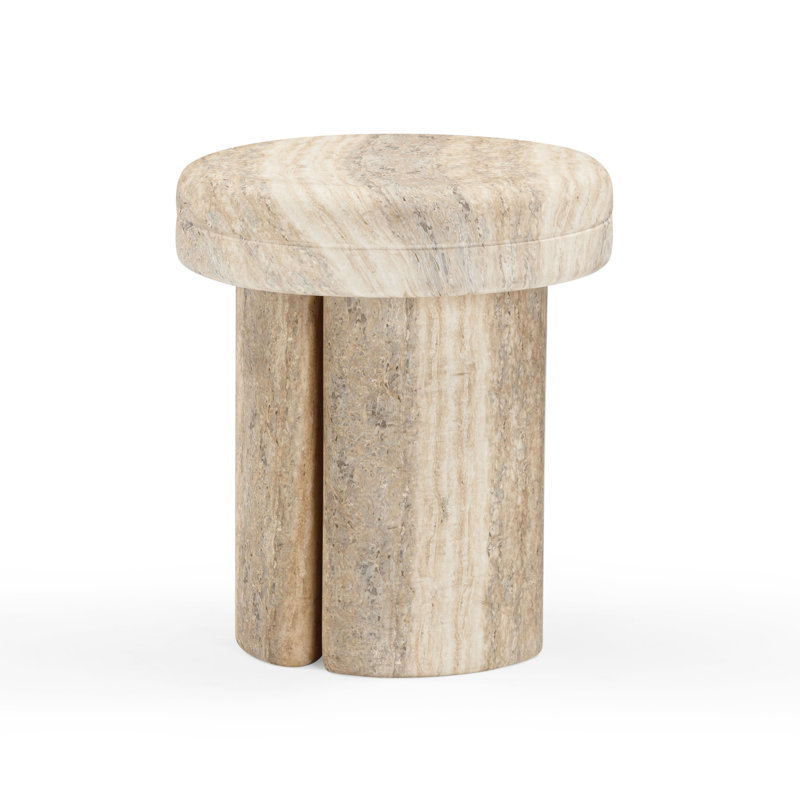 Sheila Textured Concrete Side Table, Travertine, Travertine