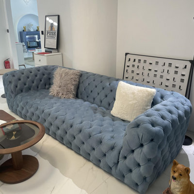 Moon Surface Straight 3-Seat Fabric Sofa