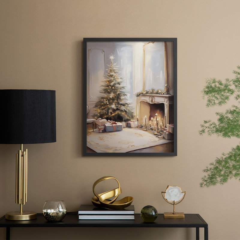Art des Fêtes de Noël - série 2 - CECIV, reproduction encadrée - bois massif, H 30 po x l 24 po, Noir, noir, noir, noir