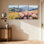Hortensia paysage de montagne avec fleurs roses et fleurs sauvages, ensemble de 3 impressions sur toile