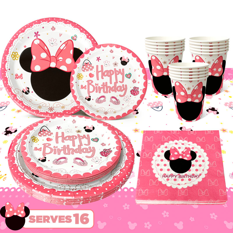Minnie Mouse Birthday Party Supplies-65pcs Minnie Party Tableware Set