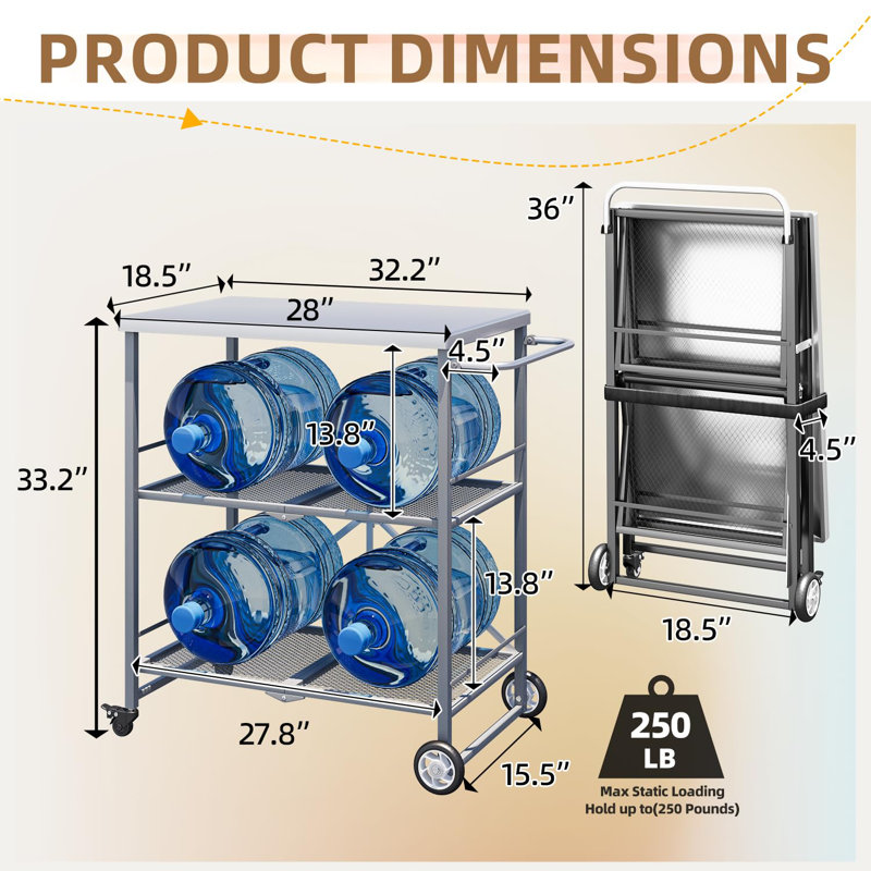Outdoor Grill Cart Table, Stainless Steel Pizza Oven Stand Trolley Table With Wheels, Silver