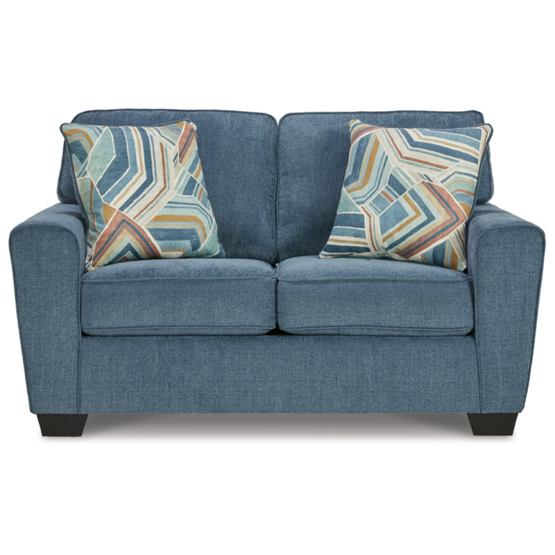 Cashton 69" Chenille Pillow Top Arm Loveseat, Blue Chenille