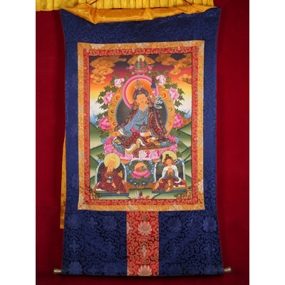 Guru Padmasambhava Thangka Painting With Brocade