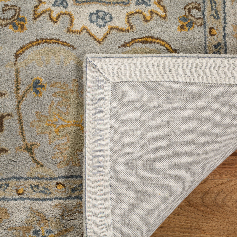 Tapis gris clair / beige en laine touffeté à la main Cranmore, Carré 6 pi