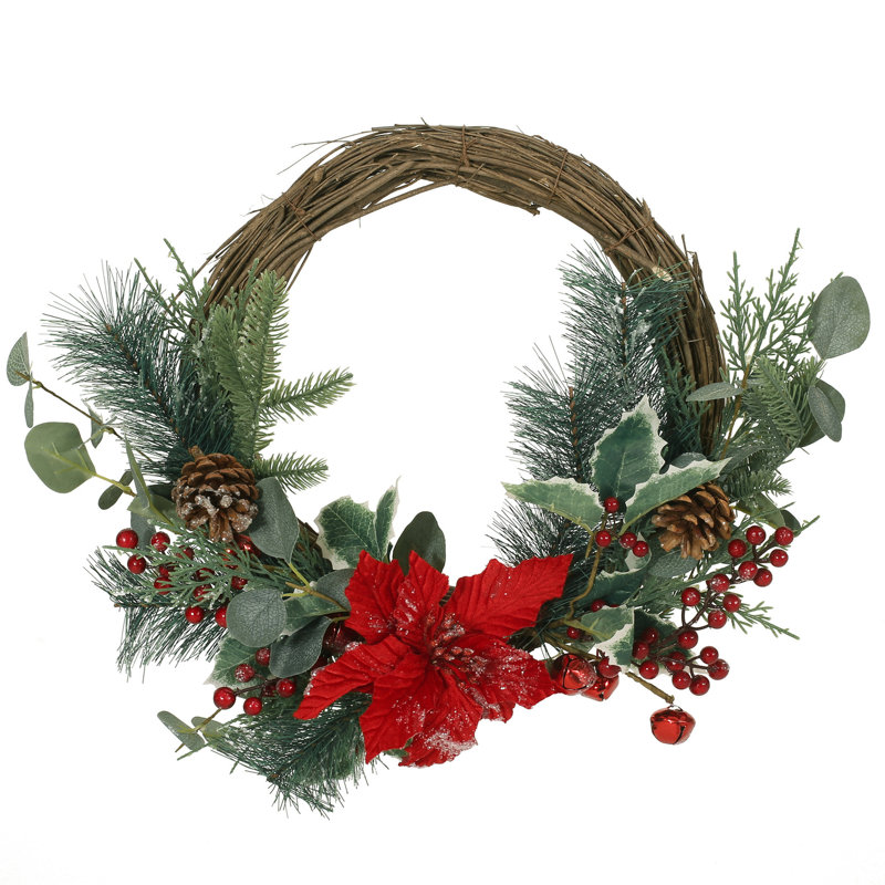 Ornement de Noël 23,5 po avec feuilles d'eucalyptus et baies