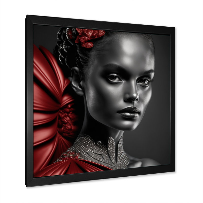 «Vintage Red Mystery I», reproduction sur toile, Cadre photo noir, H 16 po x l 16 po x P 1 po