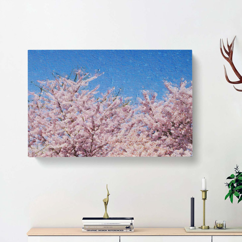 Top Of A Pink Cherry Blossom Tree - Wrapped Canvas, 50cm H x 76cm W x 3cm D