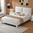 Upholstered Platform Bed with Tufted Headboard, Modern Minimalist Bed Frame for Bedroom, Soft Fabric Upholstery Bed-1828351223-1828351221