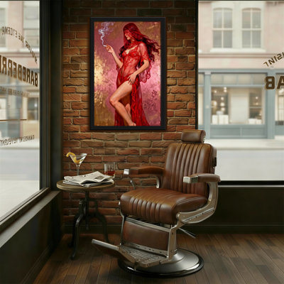«Fashion», dentelle rouge, femme, fumer, impression d'art
